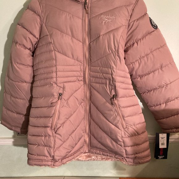 Reebok Womens Reversible Hooded Puffer Coat, Color Dusty Rose, Size Medium, NWT - Picture 8 of 16